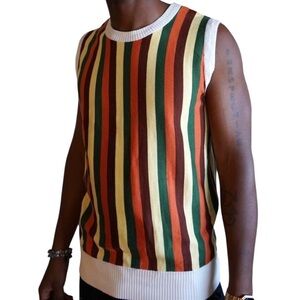 Men’s Standard Issue Striped Sweater Vest Size XL Crewneck Retro 70s inspired